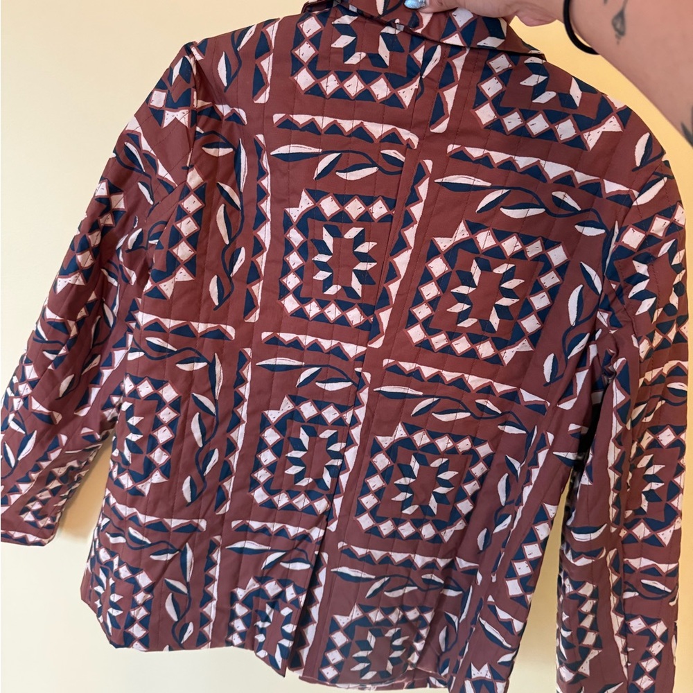 Geometric Patterned Brown Jacket - Picture 3 of 4